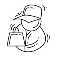 E-Commerce-Verkäufer. handgezeichnete Icon-Set, Umriss schwarz, Doodle-Symbol, Vektor-Symbol vektor