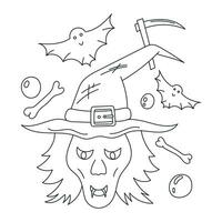 Halloween Hexe Gliederung Illustration zum Färbung Buch vektor