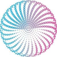 en cirkulär punkt mönster med blå och rosa färger, punkt cmyk svart lutning symbol logotyp cirkulär form spiral halvton cirkel runda abstrakt cirkel vektor
