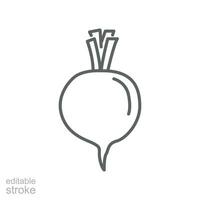 Rote Beete Symbol. Natur Lebensmittel. Vegetarier, Gemüse, Gemüse. Zucker Zuckerrüben Logo. frisch Rettich Rüben mit Blätter zum Apps und Websites Gliederung Stil. Vektor Illustration. Design auf Weiß Hintergrund eps 10