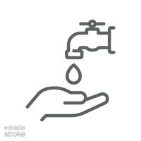 ablution eller tvättning hand ikon. islamic wudu av religion samling. arabicum bön, översikt stil för ramadan, fasta, iftar . redigerbar stroke. vektor illustration design på vit bakgrund eps 10