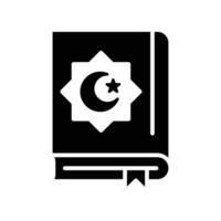 läsning de helig quran ikon. muslim bok. recitera al quran moslem logotyp. islamic muslim religion för ramadan begrepp. enkel glyf stil. vektor illustration. design på vit bakgrund. eps 10