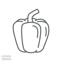 Paprika Symbol. organisch frisch Natur Gemüse Lebensmittel. Paprika bulgarisch Pfeffer zu Koch gesund Lebensmittel. roh frisch Vegetarisch editierbar Schlaganfall Gliederung Stil Vektor Illustration Design auf Weiß Hintergrund eps 10