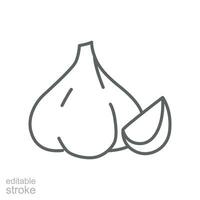 Knoblauch Birne Symbol. Lauch Sativum gesund Gemüse Vegetarisch Zutat zum Essen Apps und Webseiten. Gliederung Stil. editierbar Schlaganfall. Vektor Illustration. Design auf Weiß Hintergrund. eps 10