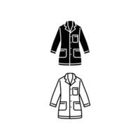 Labor Mantel Symbol, Weiss, Arzt, medizinisch Labor Uniform. Wissenschaftler, Chemiker Schutz tragen. Chirurgie Jacke Chemie. Linie und solide Stil. Vektor Illustration Design auf Weiß Hintergrund. eps 10