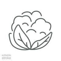 Blumenkohl Symbol. organisch Gemüse Logo Kohl. Gemüse und Diät von das Garten. organisch gesund Lebensmittel. Gliederung Stil. editierbar Schlaganfall Vektor Illustration Design auf Weiß Hintergrund. eps 10