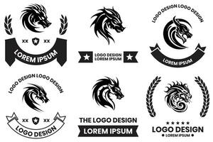 drake logotyp i platt linje konst stil vektor