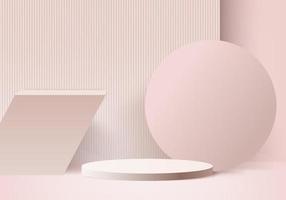 Minimales rosa Podium und Szene mit 3D-Rendervektor in abstrakter Hintergrundkomposition, 3D-Illustration Mock-up-Szene-Geometrieform-Plattformformulare für Produktanzeige. Bühne für Produkt in der Moderne. vektor