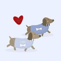 hund tecknad söta djur romantiska par i kärlek vektor