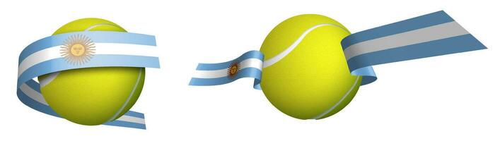 Sport Tennis Ball im Bänder mit Farben Argentinien Flagge. isoliert Vektor auf Weiß Hintergrund