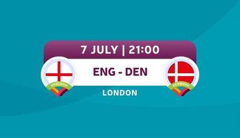 England gegen Dänemark Spielvektorillustration Fußballmeisterschaft 2020 vektor