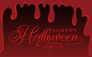 glücklich Halloween Banner, Poster oder Party Einladung. Urlaub Design mit Tropfen von Blut und Kalligraphie Text vektor