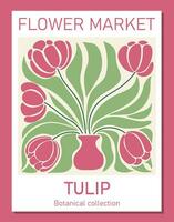 modisch botanisch Mauer Kunst von Tulpen. Blume Markt Poster Konzept Vorlage perfekt zum Postkarten, Mauer Kunst, Banner vektor