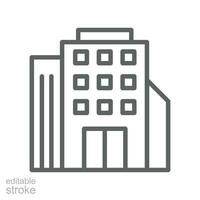 unser Dienstleistungen Gebäude Büro Linie Symbol. hoch erhebt euch Konstruktion, hoch städtisch die Architektur zum Stadt, finanziell Kreis Arbeitsplatz editierbar Schlaganfall Vektor Illustration Design auf Weiß Hintergrund eps 10