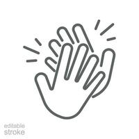 klatschen Hand Symbol. klatschen Ihre Hände. Hand klatschen zum Beifall Geste Logo. Stehen Ovation heiter Anerkennung zum Netz und App. editierbar Schlaganfall Vektor Illustration Design auf Weiß Hintergrund. eps 10