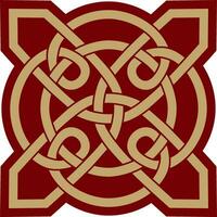 vektor guld och röd celtic Knut. prydnad av gammal europeisk människors. de tecken och symbol av de irländska, skotter, britter, franks