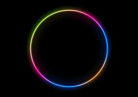 flerfärgad neon lysande ringa cirkel abstrakt design vektor