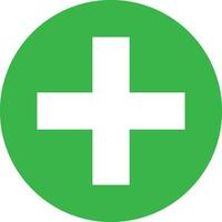 zuerst Hilfe Symbol . Grün medizinisch Symbol Kreis isoliert auf Weiß Hintergrund . Vektor