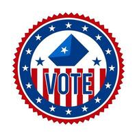 Präsidentschaftswahl Wahl Abstimmung Abzeichen - - vereinigt Zustände von Amerika. USA patriotisch Sterne und Streifen. amerikanisch demokratisch republikanisch Unterstützung Stift, Emblem, Briefmarke oder Taste. vektor