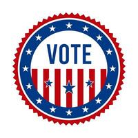 president- val rösta bricka - förenad stater av amerika. USA patriotisk stjärnor och Ränder. amerikan demokratisk republikan Stöd stift, emblem, stämpel eller knapp. vektor