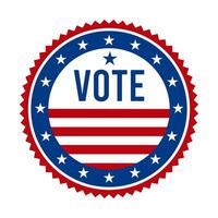 Präsidentschaftswahl Wahl Abstimmung Abzeichen - - vereinigt Zustände von Amerika. USA patriotisch Sterne und Streifen. amerikanisch demokratisch und republikanisch Unterstützung Stift, Emblem, Briefmarke oder Taste. vektor
