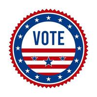 Präsidentschaftswahl Wahl Abstimmung Abzeichen - - vereinigt Zustände von Amerika. USA patriotisch Sterne und Streifen. amerikanisch demokratisch und republikanisch Unterstützung Stift, Emblem, Briefmarke oder Taste. vektor