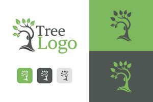 naturlig träd logotyp design, vektor grön blad