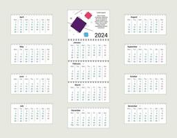 Vektor Illustration. Quartal. Kalender 2024. Woche beginnt auf Montag. korporativ Kalender Vorlage zum Organisationen