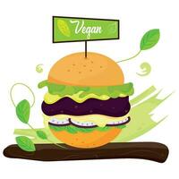 friska livsstil affisch med vegan burger vektor illustration