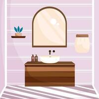 farbig Badezimmer mit Handtuch und Waschbecken Vektor Illustration