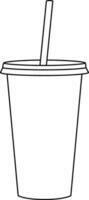 illustrerade kaffe kopp, ta bort kopp, disponibel kopp, tumblr kopp, eller återanvändbar kopp linje konst illustration. vektor