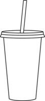 illustriert Kaffee Tasse, nehmen Weg Tasse, Einweg Tasse, tumblr Tasse, oder wiederverwendbar Tasse Linie Kunst Illustration. vektor