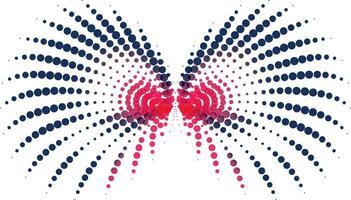 abstrakt färgrik fjäril vingar på vit bakgrund, en cirkulär punkt mönster med blå och rosa färger, punkt cmyk svart lutning symbol logotyp cirkulär form spiral halvton cirkel runda abstrakt ci vektor
