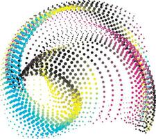 en färgrik punkt mönster på en vit bakgrund, abstrakt färgrik fjäril vingar på form spiral halvton cirkel runda abstrakt ci vektor