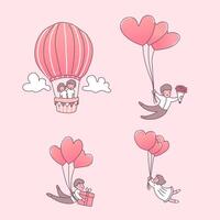 Großes isoliertes verliebtes Paar, glückliches junges Mädchen und verliebter Junge, Valentinstag-Konzept flache Vektorgrafik im Cartoon-Stil vektor