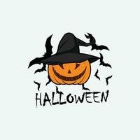 Halloween Logo Jahrgang Symbol Design. vektor