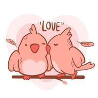 Großes isoliertes handgezeichnetes Cartoon-Vektor-Charakter-Design Vogelpaar in der Liebe, Doodle-Stil-Valentinsgruß-Konzept-Tier-flache Vektor-Illustration vektor