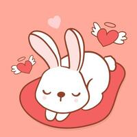 Großes isoliertes handgezeichnetes Cartoon-Vektor-Charakter-Design Kaninchen in der Liebe, Doodle-Stil-Valentinsgruß-Konzept-Tier-flache Vektor-Illustration vektor