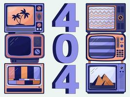 neon estetisk illustration packa bruten TV Nej signaler fel 404 illustration vektor