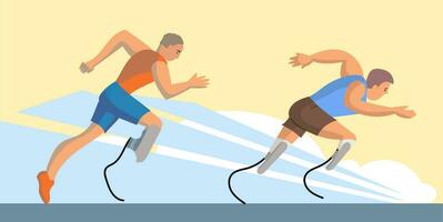 Abs Sport paralympisch Sprint Betrieb, physisch deaktiviert Männer Athlet auf Prothese Bein vektor