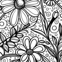 abstrakt schwarz und Weiß monochromatisch handgemalt Blumen Textur Muster Gekritzel Vektor Illustration