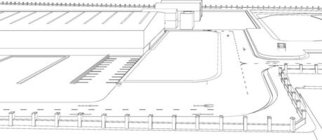 3d illustration av industriell byggnad vektor