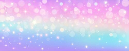 lila enhörning bakgrund. pastell vattenfärg himmel med glitter stjärnor och bokeh. fantasi regnbåge galax med holografiska textur. magi marmor Plats. vektor
