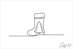 kontinuerlig linje konst teckning av jul strumpor vektor