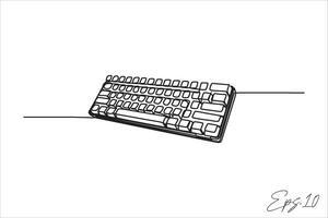 kontinuerlig linje konst teckning av dator tangentbord vektor