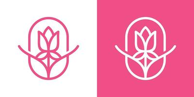 Rose Blume inspiriert Logo Design gemacht im ein minimalistisch Linie Stil. vektor