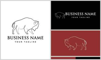 linje konst bison logotyp design vektor