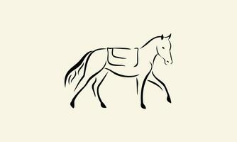 Linie Kunst Pferd Dressur Logo vektor