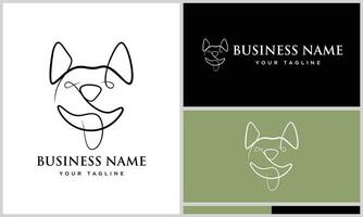 linje konst hund huvud logotyp vektor