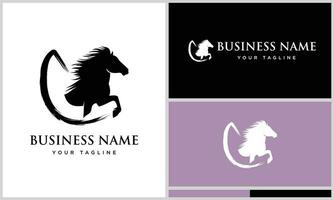 Silhouette Pferd Dressur Logo Design vektor